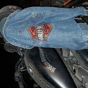 Vintage Kids Denim Harley Davidson Motorcycle Jacket Size 6